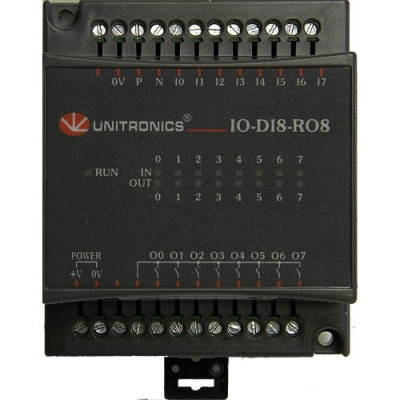 IO-DI8-RO4L Комбинированный модуль дискретного ввода/вывода 8 DI / 4 RO, 12VDC Unitronics IO-DI8-RO4L Комбинированный модуль дискретного ввода/вывода 8 DI / 4 RO, 12VDC Unitronics